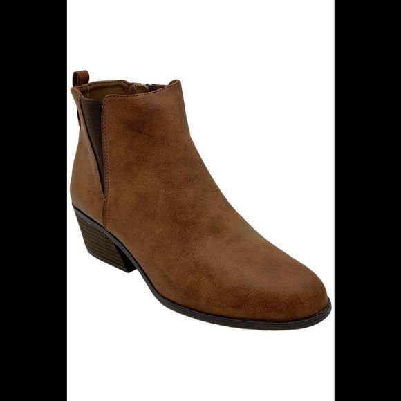 Dr. Scholl's Women's Lacey Heeled Zip Leather Ankle Booties Honey - Medium - Picture 1 of 3
